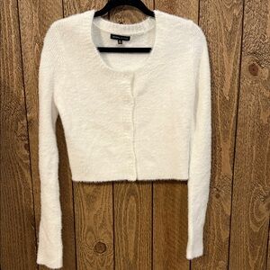 Kendall & Kylie Women's Ivory Cropped Cardigan ~ Medium